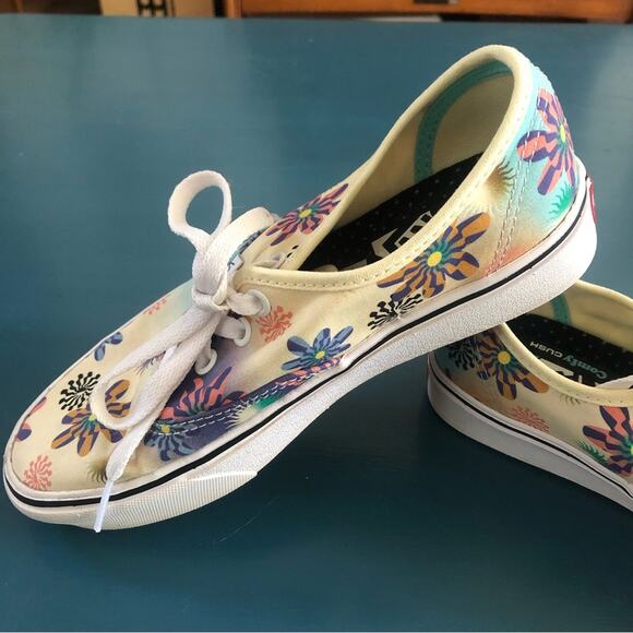 Vans Authentic ComfyCush Floral Daze Yellow & Blue Skate Shoes Womens Si… - Picture 4 of 10